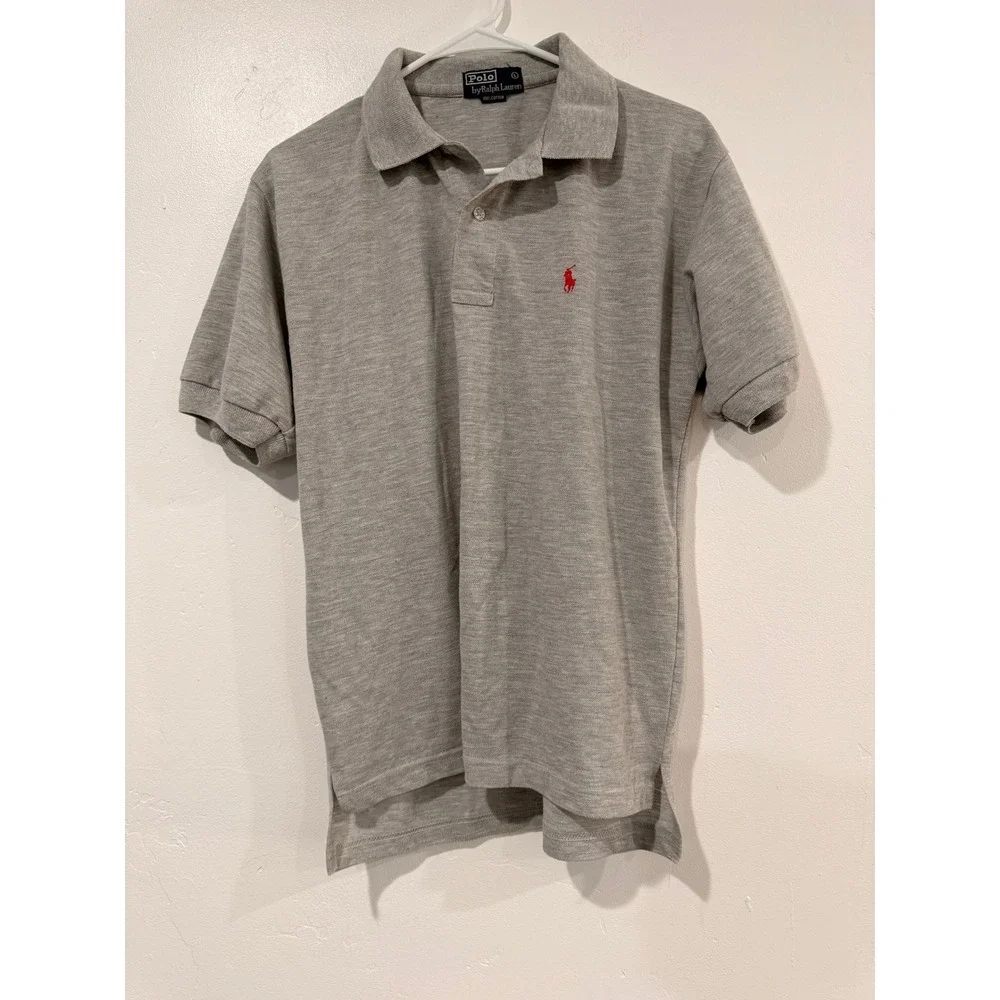 Polo Ralph Lauren Mens Large Gray Short Sleeve Cotton Pique Pony Logo Polo Shirt